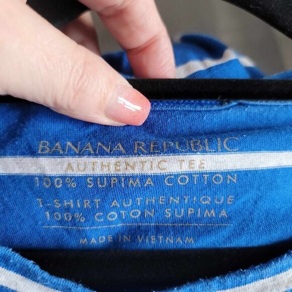 Mens Banana Republic Royal blue and white striped top. GUC - Picture 3 of 5